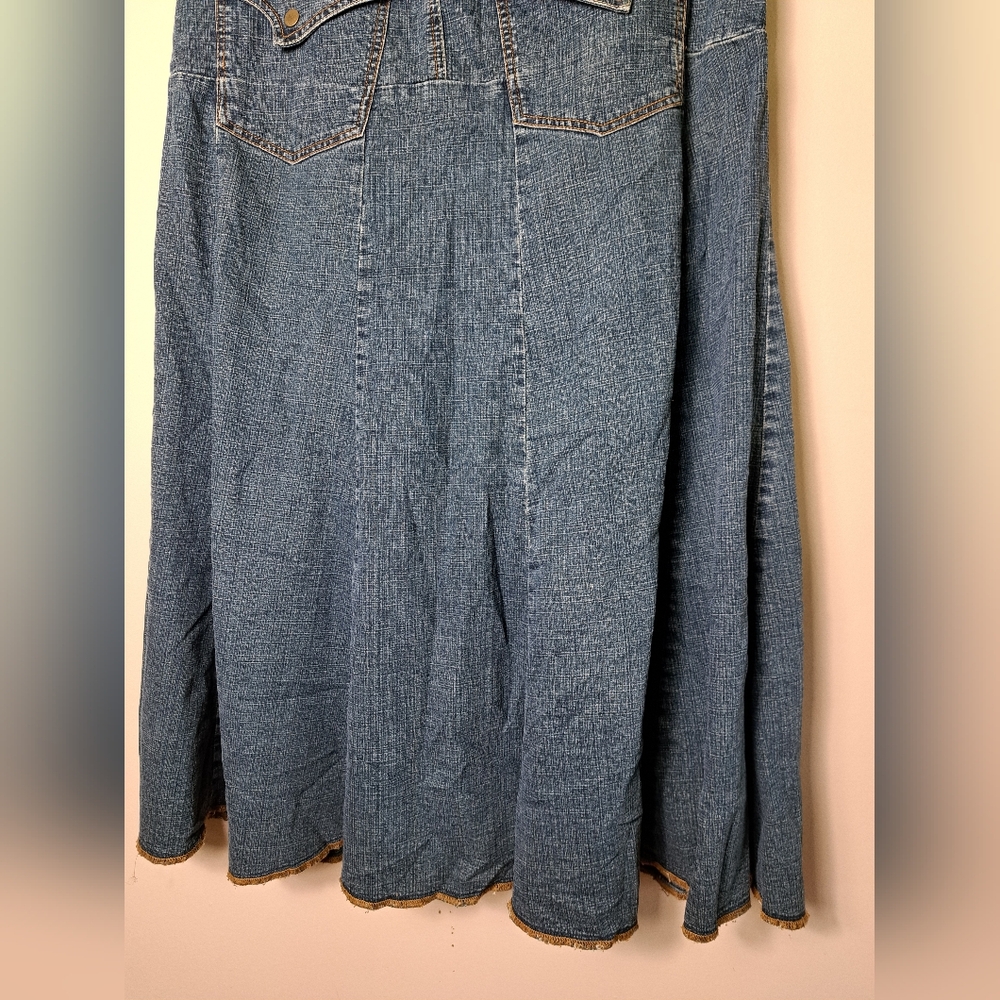 BACCINI Denim Skirt Jeans Skirt Maxi Flare Size 14 - Picture 9 of 15